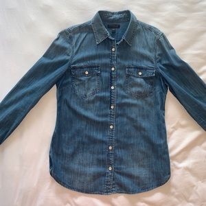 J. Crew denim button down shirt.